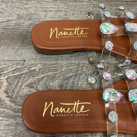 Nanette Lepore Rhinestone Translucent Sandals Size 7.5 - Picture 6 of 8